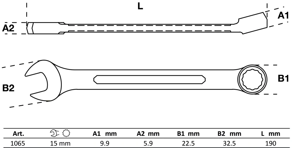 Klíč očkoplochý 15mm BGS 1065