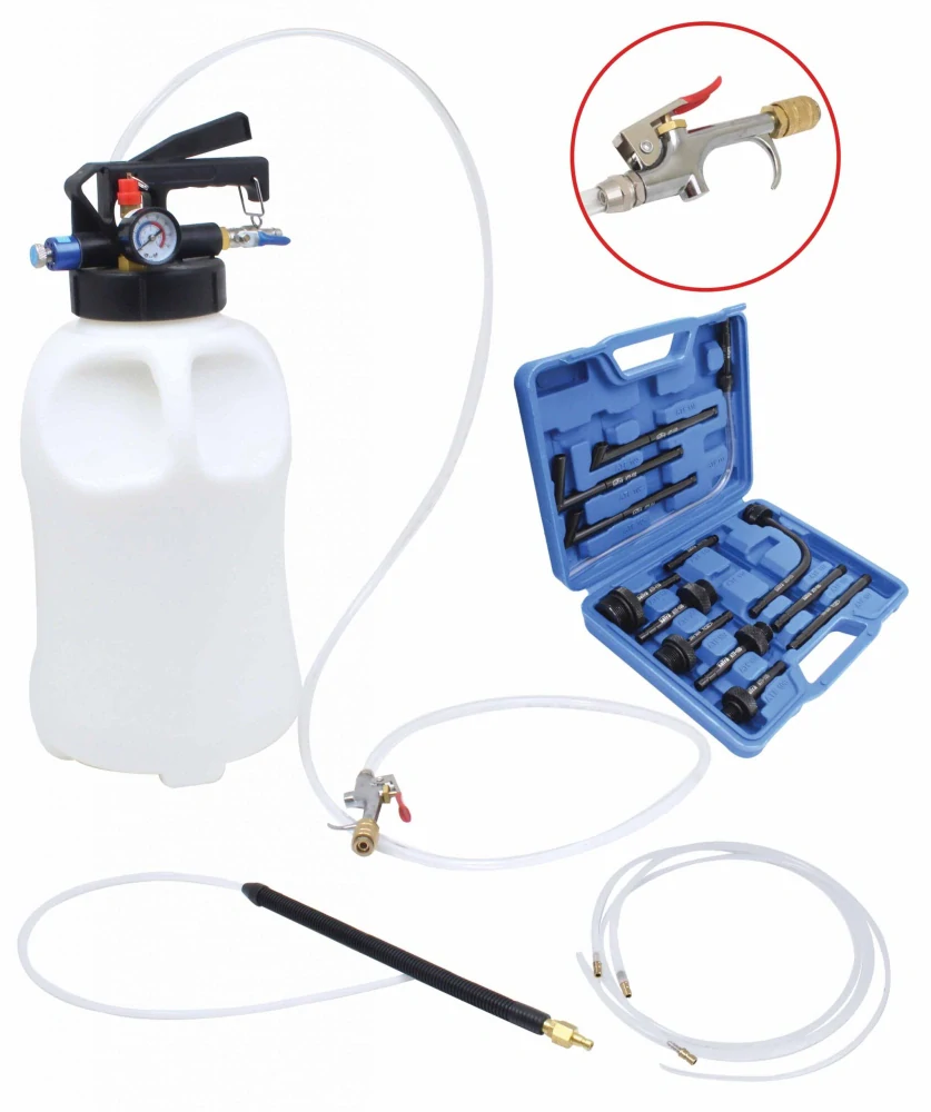 Pneumatická plnička a odsávačka oleje automatických převodovek, s adaptéry, 10 l - SATRA