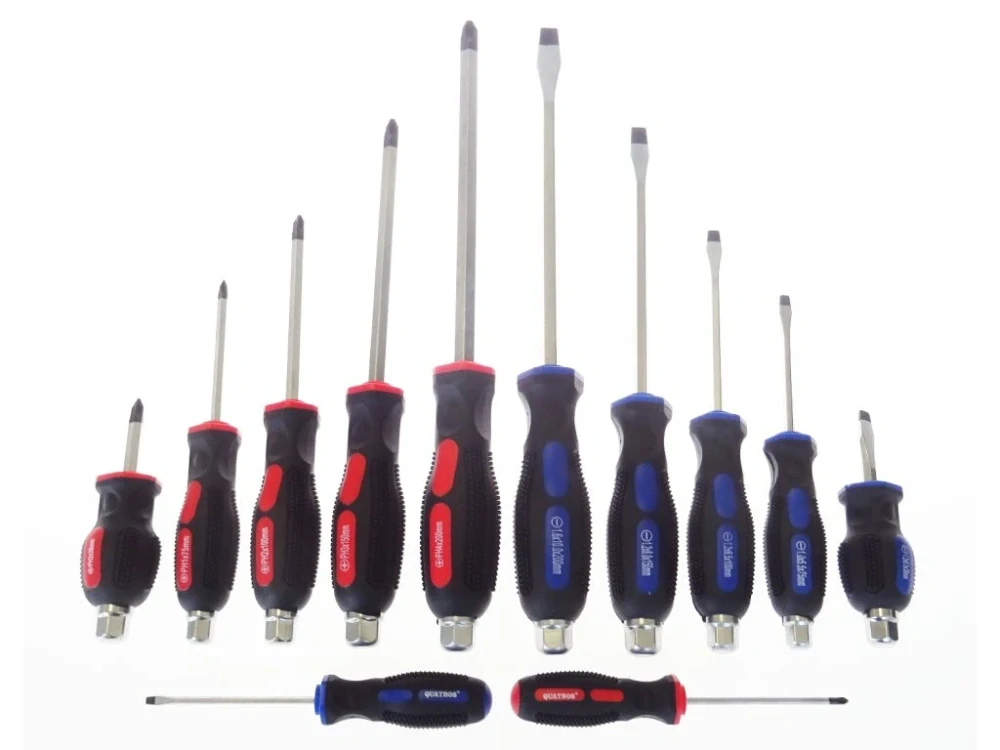 Profi sada úderových šroubováků, ploché a křížové, 12 kusů - QUATROS QS14243