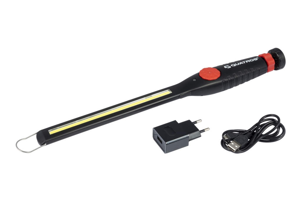 Dílenská lampa, úzká svítilna, LED COB 6W, nabíjecí micro USB s magnetem - QUATROS QS16115