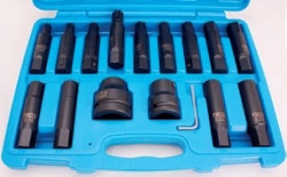 Bity úderové pro nákladní auta 16ks Torx/Imbus/E-profil - BGS