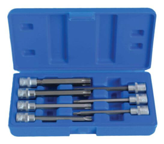 Zástrčné hlavice TORX 3/8", rozměry T25 - T60, prodloužené 110 mm, sada 7 ks - SATRA