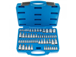 Nástrčné a zástrčné hlavice TORX, 1/4”, 3/8” a 1/2”, sada 60 ks - SATRA
