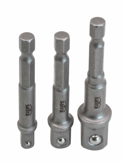 Sada adaptérů na gola nářadí, do vrtačky, 1/4” 3/8” 1/2”, šestihran, 3 ks - SATRA