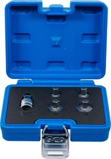 Bity 3/8" 6hran 17 ÷ 24 mm BGS105060 pro osy a vidlice motocyklů. Sada 5 ks včetně adaptéru 1/2"