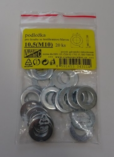 Podložky ploché DIN 125, rozměr M8, pro 6hranné šrouby, balení 30 kusů