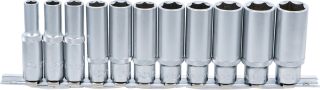 Sada hlavic nástrčných 3/8" 8,0-19,0 mm, prodloužené, na kolejnici - BGS 2222
