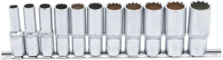 Hlavice nástrčné 3/8" 8-19 mm,12ti hranné,prodloužené, 11 dílů - BGS 5252