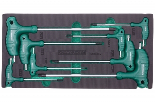 Modul pěnový - zástrčné klíče TORX s T rukojetí, T10 - T50, 8 ks - JONNESWAY H10MT08KV